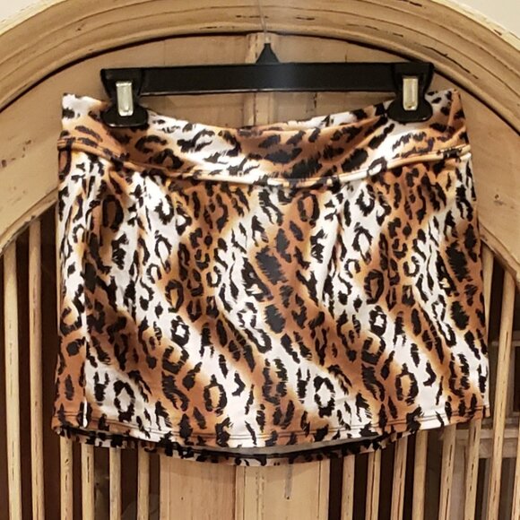 Venus Black Brown and White  Leopard Print Swim Skirt - Picture 1 of 7